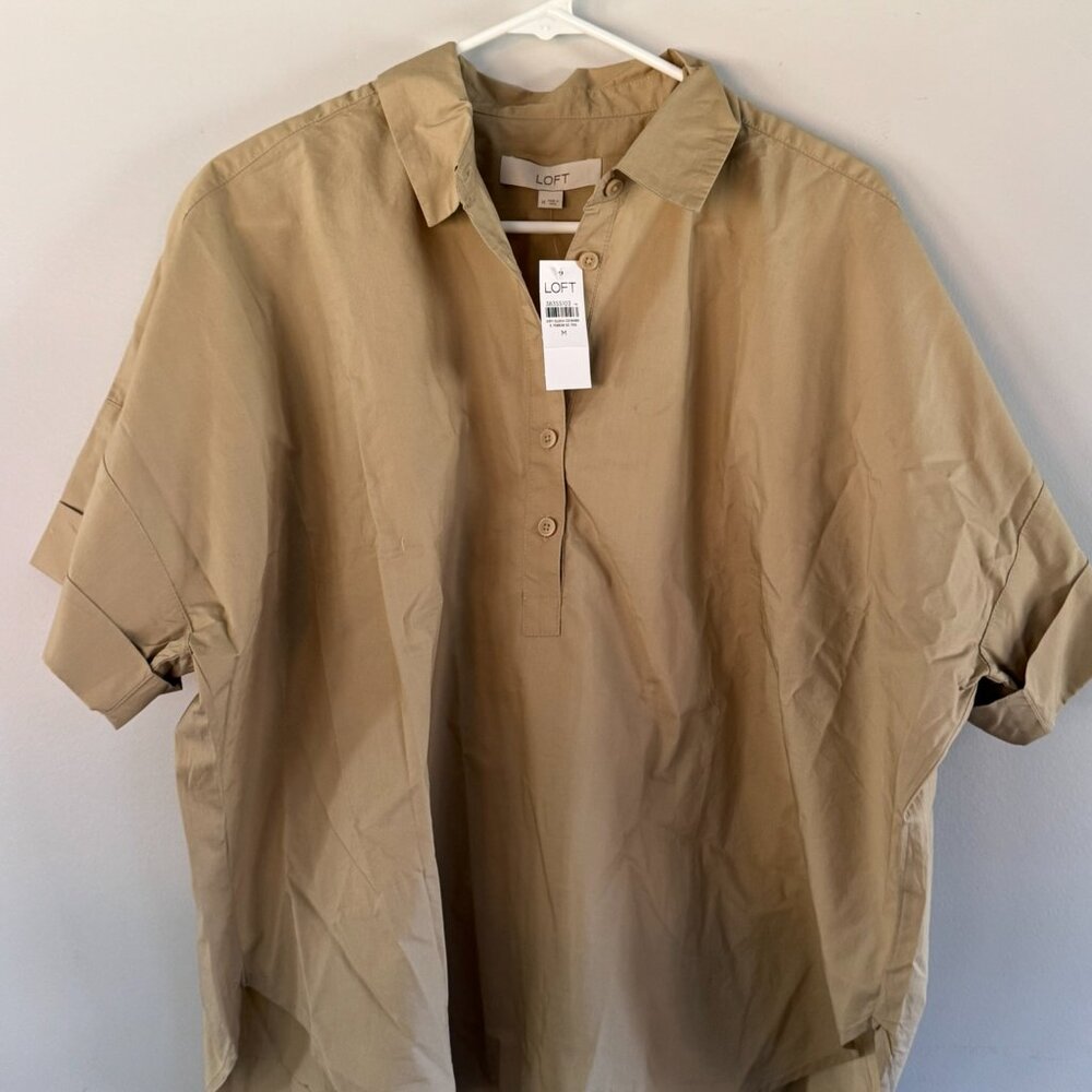 Brand new LOFT Poplin Henley Dolman Everyday Tunic Shirt - Tag still on - Picture 2 of 3